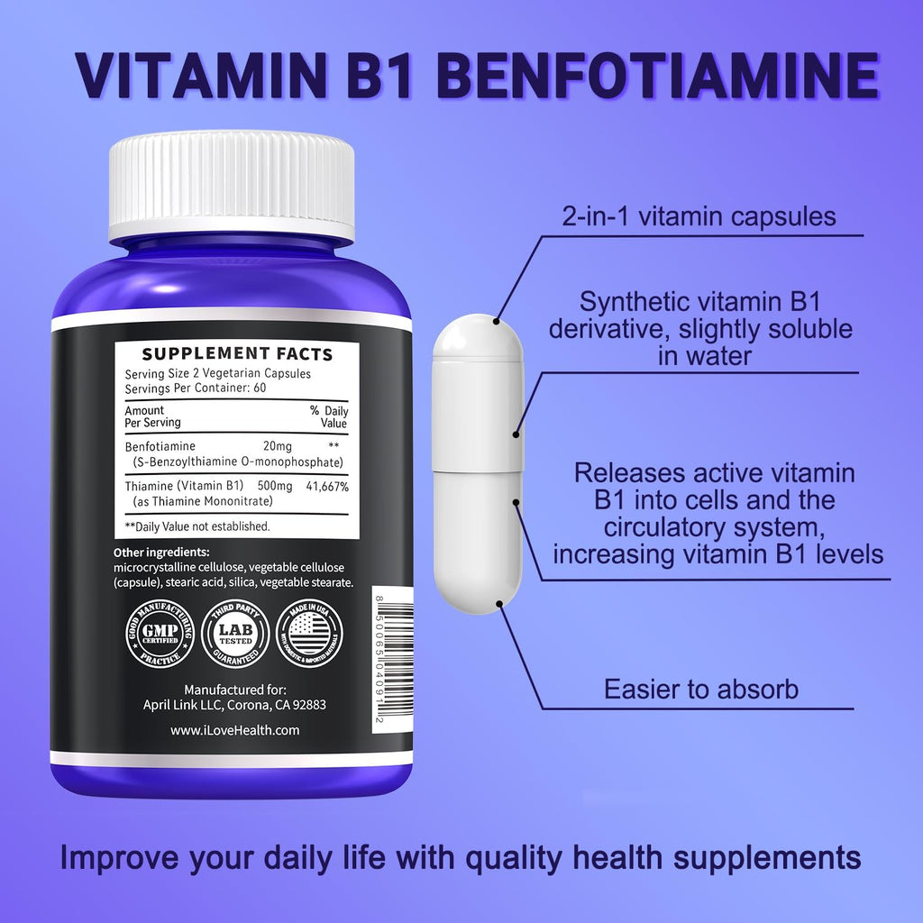 Vitamin B1 Complex — 500mg with Benfotiamine